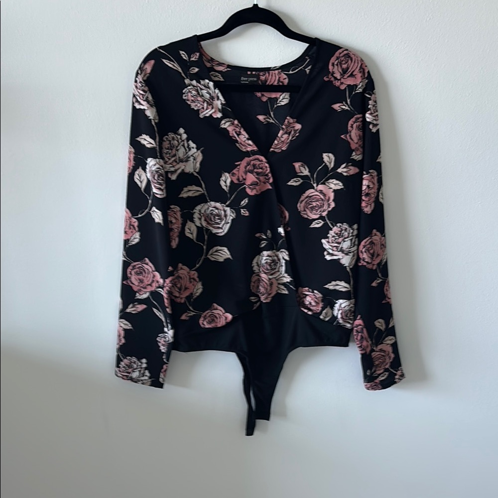 Floral Black and Pink Women's Bodysuit